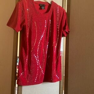 FINAL MARKDOWN ZIO Red Sequin Women's Top large NWT